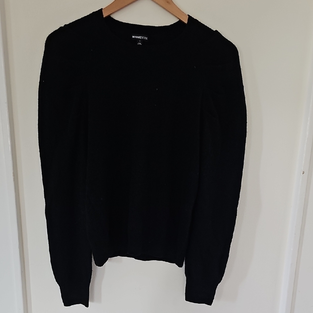Minnie Rose Black Crewneck Sweater